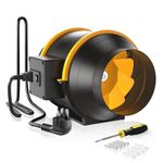 FanGoFast Inline Extractor Fan 125mm/5 inch with Adjustable Speed Controller and UK Plug, 285m³/h Ventilation Fan for Bathroom, Office, Grow Rooms (Black, 125mm)