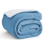 Bedsure Sherpa Fleece Twin Blanket for Couch - Thick and Warm Blankets, Soft and Fuzzy Blanket Twin Size for Sofa, Washed Blue, 60x80 Inches