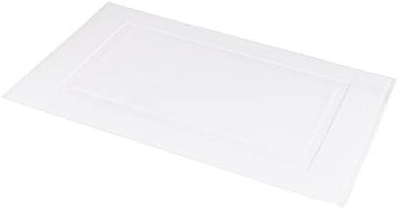 Amazon Basics Banded Bathroom Bath Rug Mat, Bright White, 31" L x 20" W