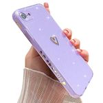 HJWKJUS Compatible with iPhone 6/6s Case,Love Heart Pattern Design Soft TPU Shockproof Protective Case Bling Sparkly Glitter Cover for iPhone 6/6s-Purple