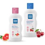 Mee Mee Gentle Baby Bubble Bath, White, 500ml & Moisturizing Baby Lotion with Fruit Extracts, 500ml Combo