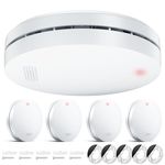 Smoke Alarm 2024, Fire Alarm 10-Year Battery Winner, Fire Detector, No Drilling, 85dB, Smoke Detector, Interconnectable - 5 Pieces