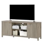 OAKHAM HOME Fluted TV Stands for Living Room, Heavy Duty Entertainment Center with Storage, Mid Century Modern Television Stands for 50/55/60/65 TV, Oxford Media TV Console (Grey Oak)