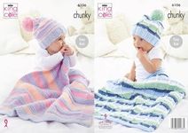 King Cole Babies Chunky Easy Knit Knitting Pattern – Blanket & Hat (6106), Various