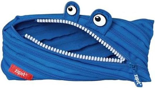 ZIPIT Monster Pencil Case for Boys, Holds Up to 30 Pens, Machine Washable, Made of One Long Zipper!, Royal Blue