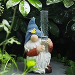 Tuzsocr Resin Gnome Rain Gauges,Outdoor Decorative Rain Gauge,Cute Statues Rain Measure Gauge,Hand Painted Gnome Sculpture with Plastic Rain Water Gauge,for Patio Lawn Garden Yard Decor Rain Catcher