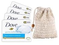 Dove Gentle Exfoliating Soap Bar 4 x 90g bundled with 1 x Exfoliating Soap Pouch (Gentle Exfoliating)