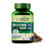 Vlado's Himalayan Organics Melatonin 10Mg + Tagar 250Mg Supplement With Vitamin B6 And Calcium | Non-Habit Forming, Restful Sleep, Improved Focus, Relaxed Mind | Good For Eye Health (120 Tablets)