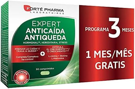Complementos Anticaida Ayuda a Frenar la Caída del Cabello y Estimulante de Crecimiento con Biotina. EXPERT ANTICAÍDA, 90 Comprimidos. - Forté Pharma