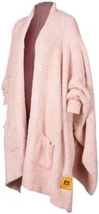 Big Blanket Co Premier Plush Wrap Oatmeal | Ultra-Soft Wearable Blanket | Oversized Plush Poncho Cape | One Size Fits All