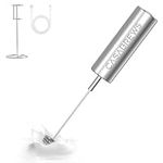 CASABREWS Milk Frother Wand, Handheld Stainless Steel Coffee Frother, Powerful Drink Mixer with Stand, Rechargeable Electric Whisk with 3 Speeds for Lattes, Cappuccinos, Matcha, and Hot Chocolate