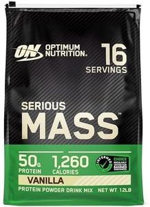 Optimum Nutrition Serious Mass Weight Gainer Protein Powder, Vitamin C and Zinc for Immune Support, Vanilla, 12 Pound (Packaging May Vary)