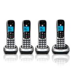 Motorola CD4014 DECT 6.0 Cordless Phone with Answering Machine and Call Block, Silver/Black, 4 Handsets
