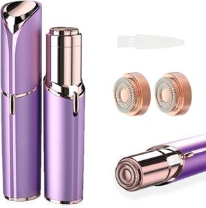 tuokiy Women Facial Hair Removal Device Battery Operated with 2 Replacement Heads,Ladies Face Shaver for Peach Fuzz Upper Lip,Chin, Facial Hair Removal for Women, Purple(2 PCS Heads)