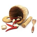Wooden Mortar and Pestle Set with a