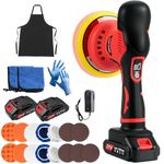 Cordless Car Polishers and Buffers with 2x21V Batteries, 6IN Car Buffer Polisher Machine with 8 Variable Speed Max 6000RPM & 21 PCS Attachments, Car Polishing Kit for Waxing,Polishing,Scratch Removing