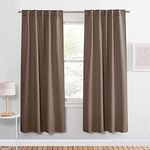 PONY DANCE Decorative Window Drapes - Blackout Thermal Insulated Curtain Draperies Home Decoration Back Tab/Rod Pocket Blackout Curtain Panels for Bedroom, 42-inch by 63-inch, Mocha, Set of 2