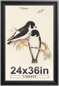 Tinkeps 24x36 Poster Frame Black with Black Back Board, Curved Extra Wide Edges, Vintage Style Poster Frame 24x36 inches for Wall Decor.