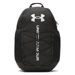 Under Armour Unisex Hustle Sport 6.0 Backpack, (001) Black / Black / Metallic Silver, One Size Fits Most
