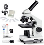 Microscope for Kids Adults 100x-1000x Mechanical Stage Reflected/Transmitted Illumination Wide-Field Eyepieces