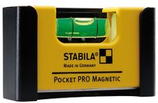 STABILA Pocket PRO Magnetic mini spirit level with belt clip, 7 cm, strong rare earth magnet, 1 horizontal level, made in Germany, yellow, 15 x 8 x 20 cm