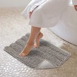 JARITTO Bath Mat Non Slip Bathroom Mat Machine Washable Bath Rug Absorbent Microfiber Chenille Floor Mat Soft For Shower Kitchen Toilet Entrance Bathtub - 43x61cm (Light Grey)