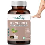 Vedabay Varicose Veins Tablets 500 Mg for Reducing Pain and Swelling in Legs, Capillary Muscle Health and Blood Circulation Support, Varicose Veins Medicine For Men and women, 60 Tablets