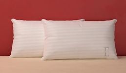 EDMUND Hotel Quality Plush Pillow Set of - 8 Down Alternative Filling Microfiber Pillows (20x36 Inches) Well Filled Virgin Microfiber Pillows for Comfortable Sleep - (White Stripe, Pack of - 8)