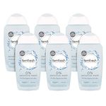 Femfresh 0% Sensitive Intimate Wash - Feminine Hygiene Shower Gel Cleanser - pH Balanced, Soap Free, Fragrance Free Vegan Formula - Lotus Flower Extract to Soothe & Protect - 6 x 250ml Multi Pack