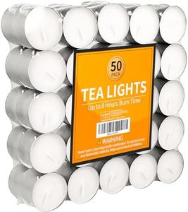 Tea Lights Candles 8 Hour Long Burning Tealight Candles Unscented White 50 Pack