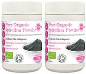 PINK SUN Organic Spirulina Powder 1kg (500g x 2) Gluten Free Non GMO Suitable for Vegetarians and Vegans Certified Organic by The Soil Association Bulk