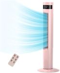 R.W.FLAME Tower Fan with Remote Control, Standing Fan for Office, Oscillating Fan for Home with Children/Pets/Elders,Time Settings,LCD Display,45W,Oscillation, 36" Pink