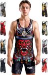 Exxact Sports Sublimated Wrestling Singlet for MMA, Powerlifting Singlet Youth Wrestling Singlet Men for Training, Samurai, Small