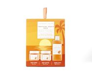 Sunday Rain Tropical Oasis Trio, Vegan & Cruelty Free Pamper Gift Set with Bubble Bath, Body Scrub and Body Butter, Mango & Coconut Scented, 3 Piece