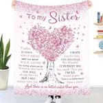 To My Sister Gifts Blanket from Sister, Sister Birthday Gifts, Friendship Gifts Personalized Throw Blanket for Sister Christmas Wedding Graduation Gifts for Besties Best-Friends Women Girls