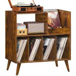 LELELINKY Large Record Player Stand, Turntable Stand with Storage, Vinyl Record Holder with Display Area, Record Player Table Holds Up to 300 Albums, Record Stand for Music Room Living Room-Brown