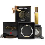Luxury Starlight Bracelet Gift Set Combo for Men | Certified Natural Stone Metallic Bracelet with Long Lasting Luxurious Stardust Perfume | For Husband, Boyfriend, Valentine | Personalised Card- LOVE