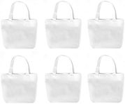 Pertion 6 Pack Small Canvas Tote Bags, 9x8x4inch Reusable Cotton Shopping Bags Bulk DIY Mini Tote Bag Gift Bags, White, Small