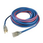 US Wire 99050 12/3 50-Foot SJEOW TPE Cold Weather Extension Cord Blue with Lighted Plug by US Wire and Cable