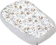 Medi Partners Baby nest Pod Newborn Sleepyhead 100% Cotton Waffle 100x60x15cm Bed Pillow Accessories Cocoon for Babies (Deer with grey Waffle)