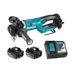 Makita DDA450RTE 18V LXT Brushless Cordless 1/2" Variable 2-Speed Angle Drill Kit with XPT, 2 Batteries (5.0 Ah), Rapid Charger & Tool Case