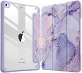 Fintie Hybrid Slim Case for iPad Mini 5 2019 / iPad Mini 4 - [Built-in Pencil Holder] Shockproof Cover with Clear Transparent Back Shell for iPad Mini 5th Generation 7.9 Inch, Lilac Marble