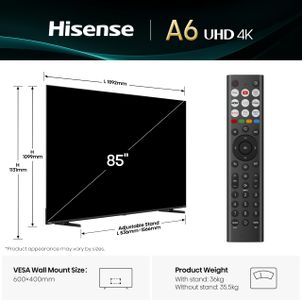 Hisense 85" 4K Smart TV – Ultra HD LED, 85A6QTUK