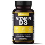 Boldfit Vitamin D3 Tablets for Men & Women - Vitamin D,Vitamin D3 + K2(MK7) & Vitamin B12 -Vitamin D3 Supplement for Men & Women for Bone Support & Joint Support -120Tablets