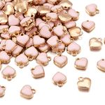 Pandahall 100pcs Heart Alloy Pink Enamel Charms 8x7.5x2.5mm Mini Heart Beads Gold Plated Dangle Charms for Mother's Day Jewelry Making Valentine's Gifts Accessories Finding Supplies Hole: 1.5mm,