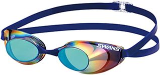 Swans Sniper SR-10M EMSK Swimming Goggles, Made in Japan, Racing, Smoke x Emerald Mirror, Non-Cushioned, 12 Years Old to Adults, Fina-Certified