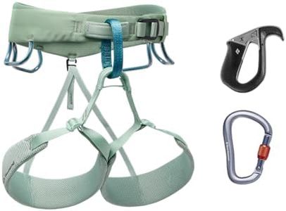 BLACK DIAMOND Womens Momentum Harness - Pilot Package - Complete Rock Climbing Package, Desert Sage, Small