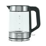 Oster Illuminating Electric Glass Kettle with LED Indicator and Auto Shut Off, Clear & Stainless Steel, 1.7 L