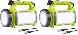 NOVOSTELLA Rechargeable LED Torch, Multi-Functional Camping Light, Waterproof Outdoor Spotlight Searchlight, High Power Beam Flashlight, 650lm Lightweight Lantern (Pack of 2)