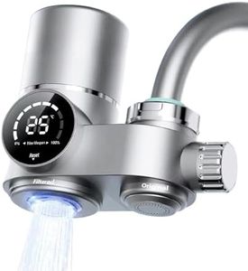 Faucet Mount Water Filter, Smart UV Water Filter Tap with 1 Upgrade Activated Carbon Filter Cartridge Effectively 99.9% Removes Impurities, Tap Water Purifier Fits Standard Faucets